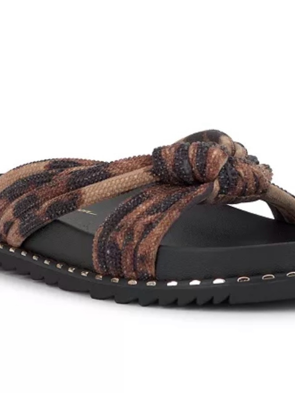 Jessica Simpson Brown and Black Knotted Slide Sandal